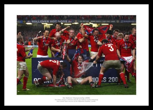 Wales Rugby 2008 Grand Slam Team Celebrations Photo Memorabilia