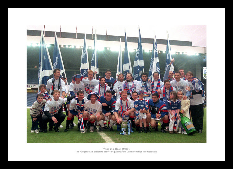 Rangers FC 9 in a Row 1997 League Champions Photo Memorabilia