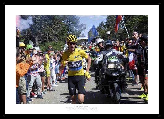 Chris Froome Runs to Finish Line 2016 Tour de France Photo Memorabilia