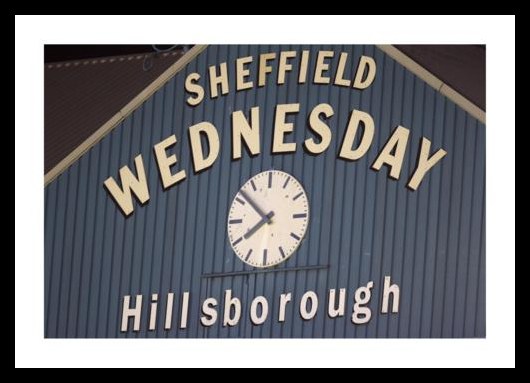 Sheffield Wednesday Hillsborough Stadium Clock Photo Memorabilia