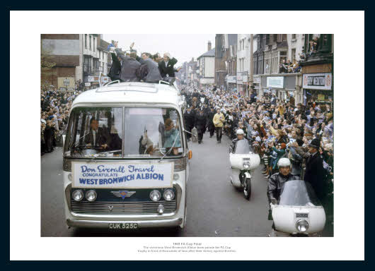 West Bromwich Albion 1968 FA Cup Final Open Top Bus Photo Memorabilia